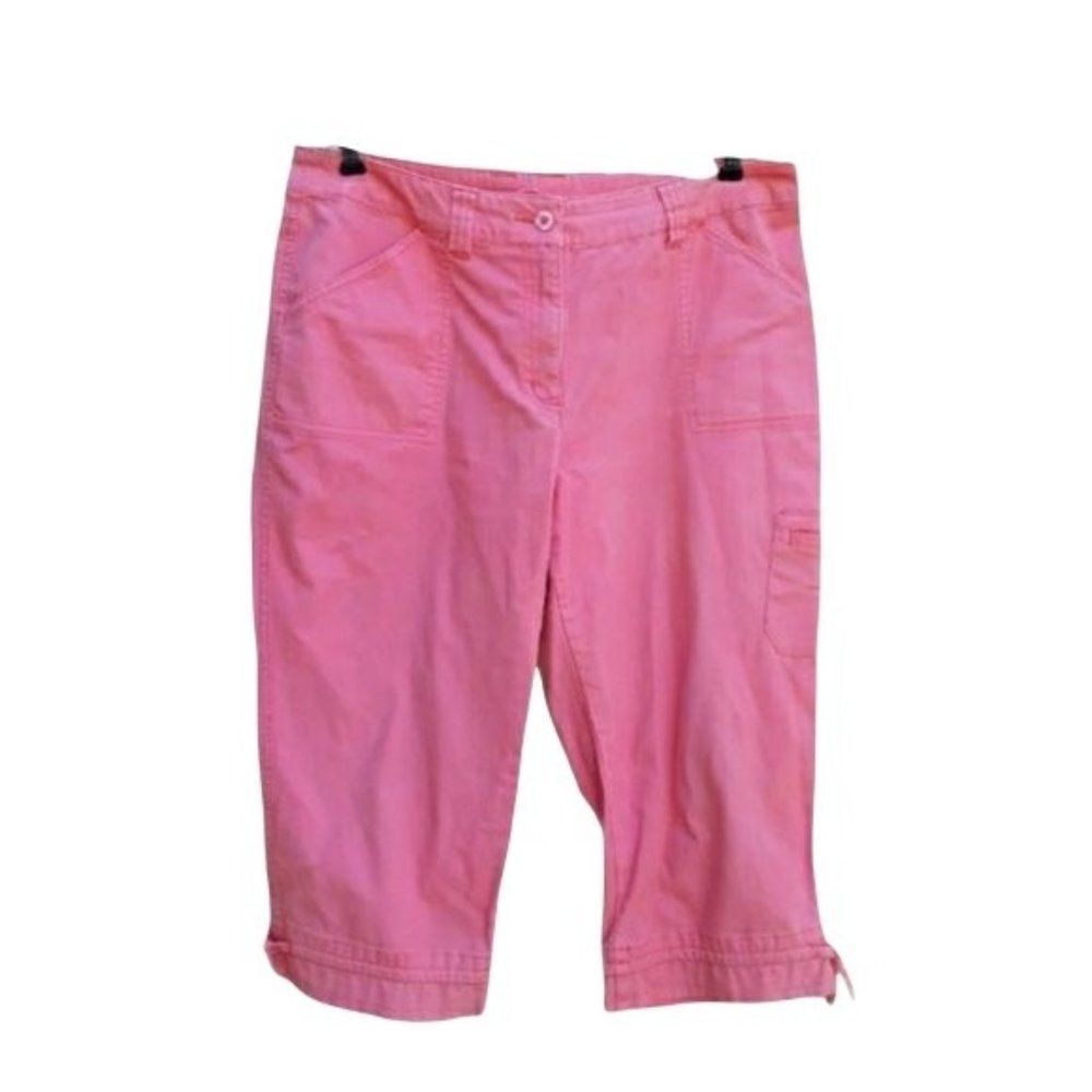 Westbound Coral High Waisted Cotton Tie Hem Capris 5‎ Pocket Denim Pants Sz 12P